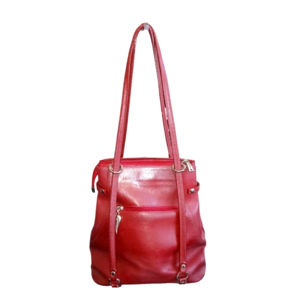 Lancaster Convertable Red Leather Shoulder Bag Ba… - image 3